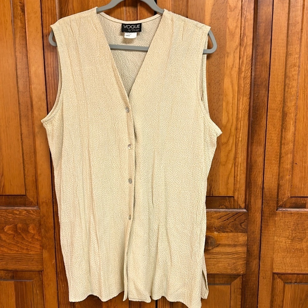 Vogue by Design Vintage Crinkle Acetate/Rayon 4 Button Vest Cardigan Style 400 L